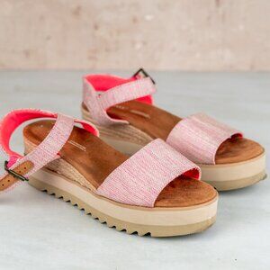 Toms Women's Shoes Diana Platform Wedge strap Sandals size 7 pink